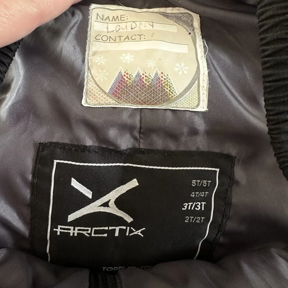 Arctix Snow Pants Kids Toddler 3T Black Overalls Adjustable Insulated Waterproof
